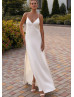 Two Pieces Ivory Satin Organza Civil Wedding Dress